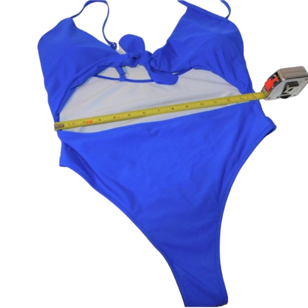 Women’s Monkini Tie Top Cut Out Royal Blue Size Large Super Cute on!
